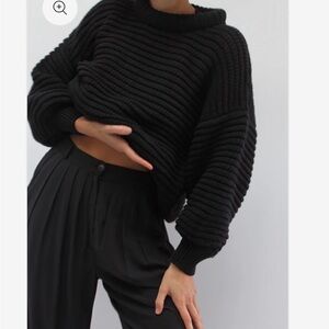 ROMY PIMA COTTON BALLOON SLEEVE SWEATER